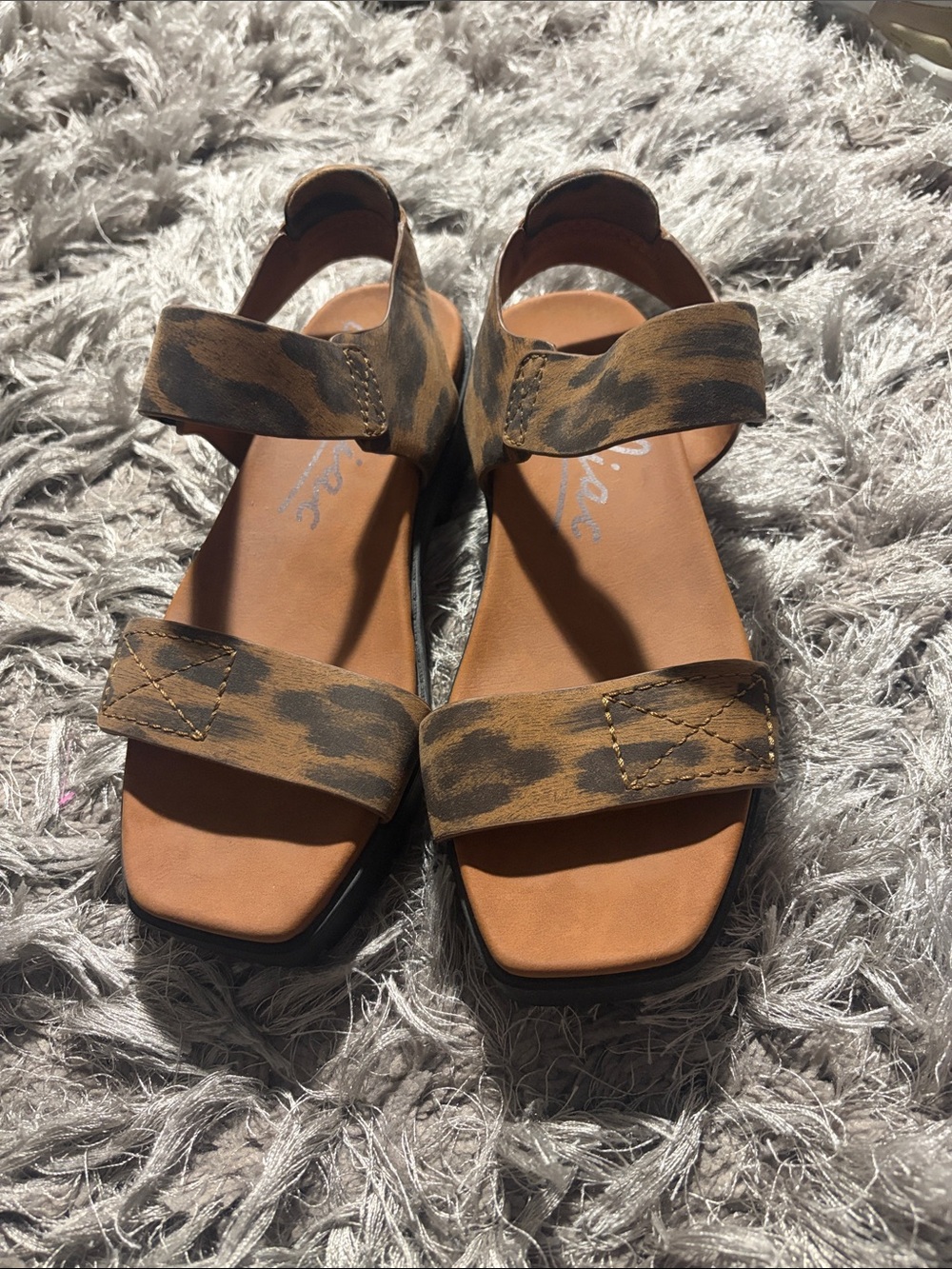 Zodiac Brown and Black Leopard-Print Strappy Sandals